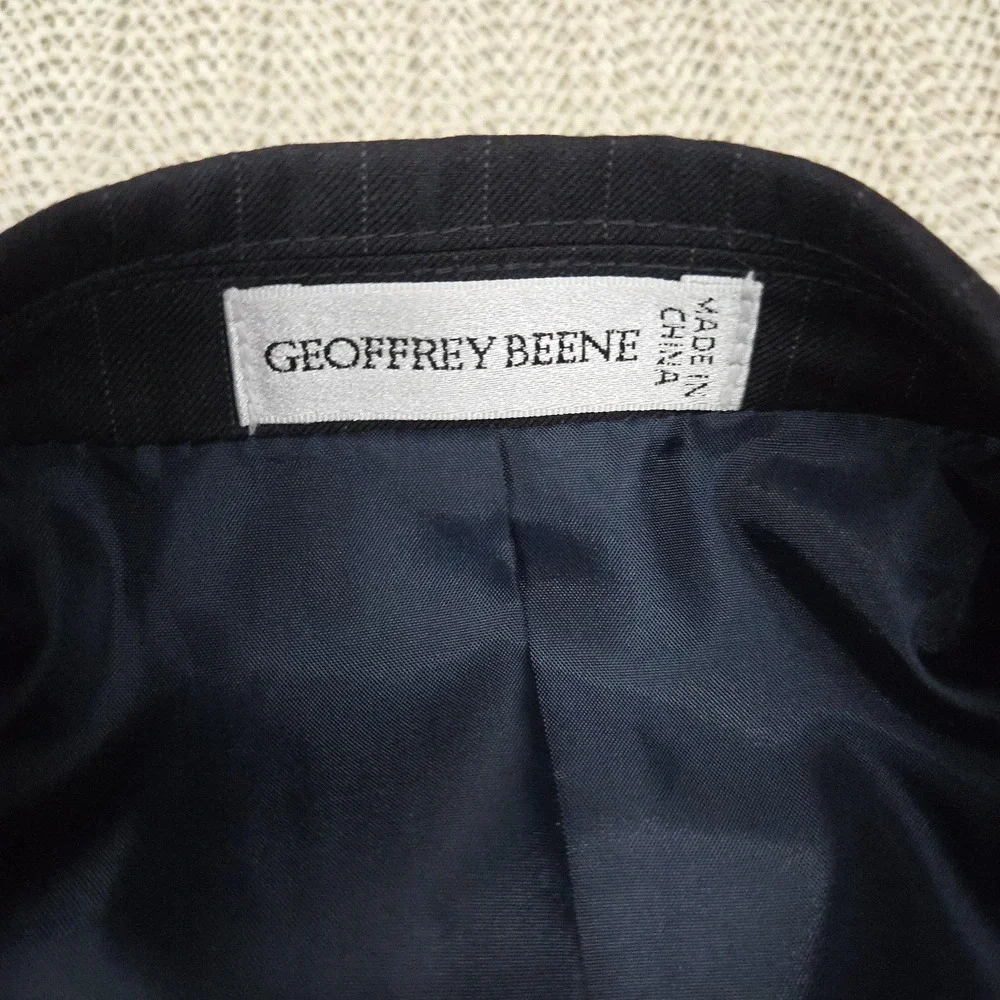 Geoffrey Beene Blazer Mens 44R Gray Pinstripe Two Button Suit Jacket Classic Fit